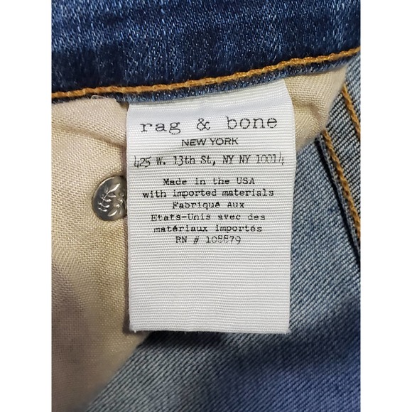 Rag & Bone Straight Leg Jeans in Clean La Paz Frayed Hem Blue Women's Size 29 - Picture 11 of 12